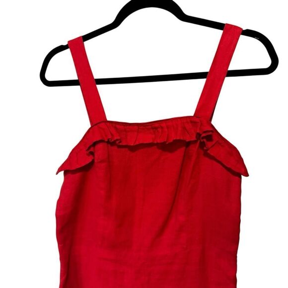 Mango Red Pure Linen Sheath Ruffle Peplum Mini Dress - Picture 5 of 9